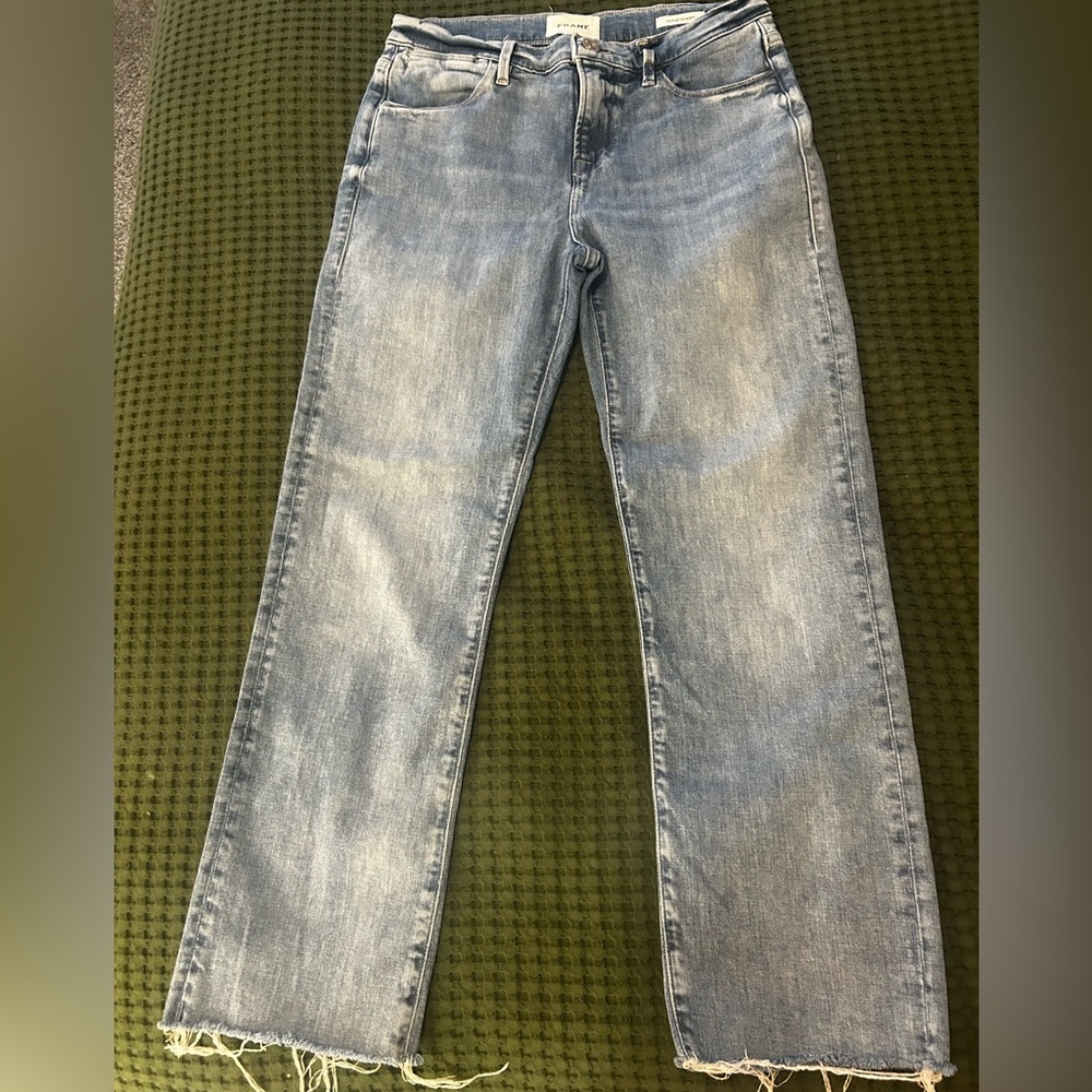 Frame Denim Vintage Light Blue Straight Ankle Jeans (26)